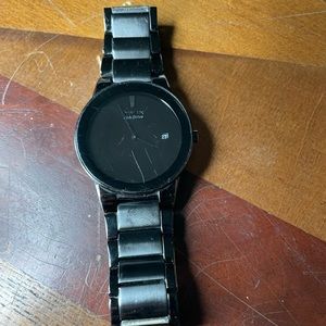 Citizen eco drive all black watch worn